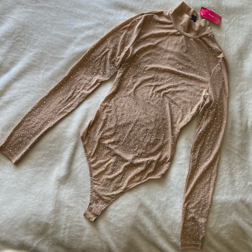 Love Culture Nude Studded Bodysuit